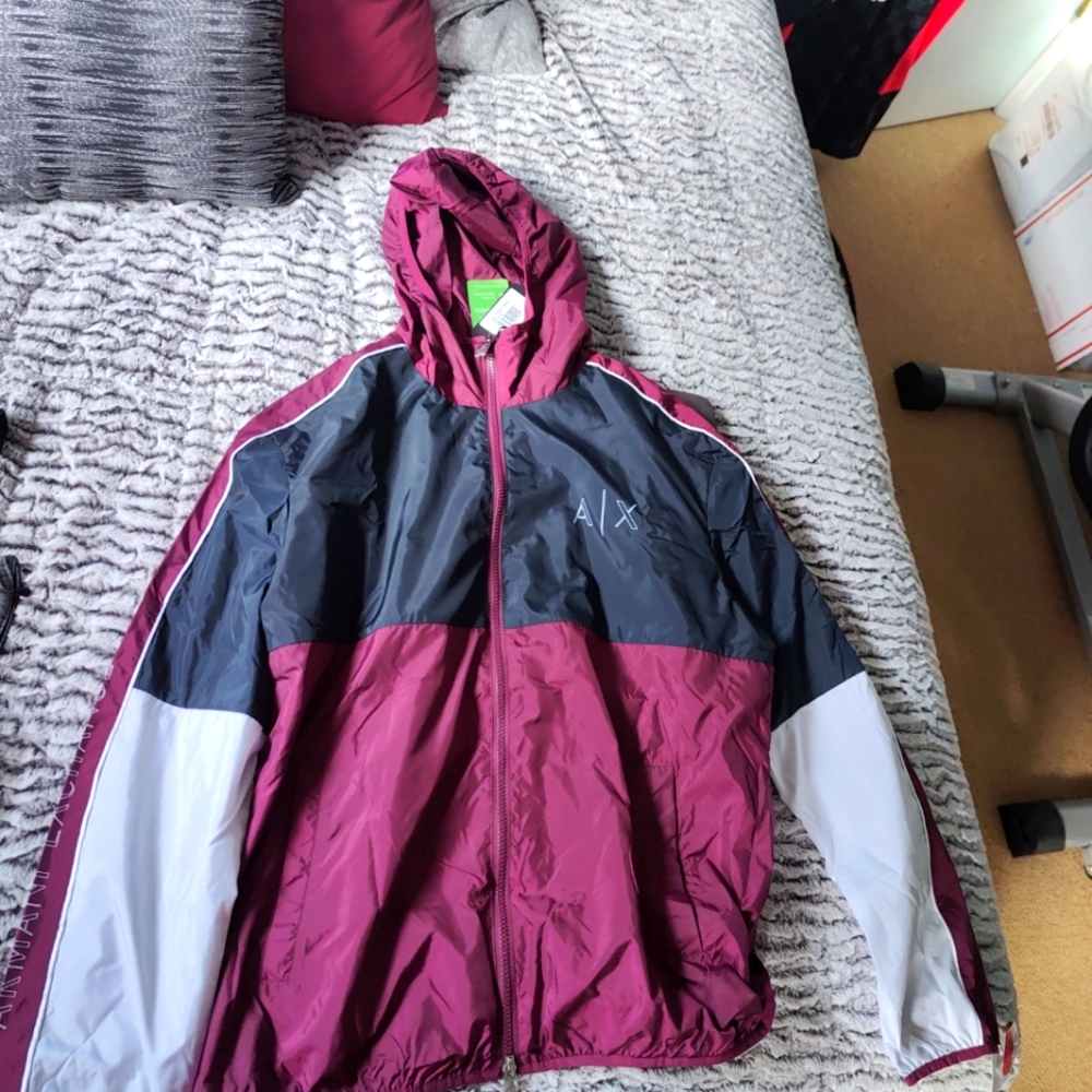 A|X Colorblock Windbreaker Jacket - Burgundy, Black, White